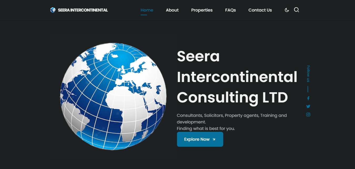 Seera Intercontinental consultation agency website screenshot built by AG Digital Solutions